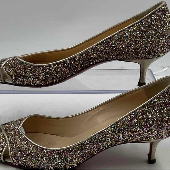 Christian Louboutin Gold Heels Elegant Statement - Picture 2 of 7